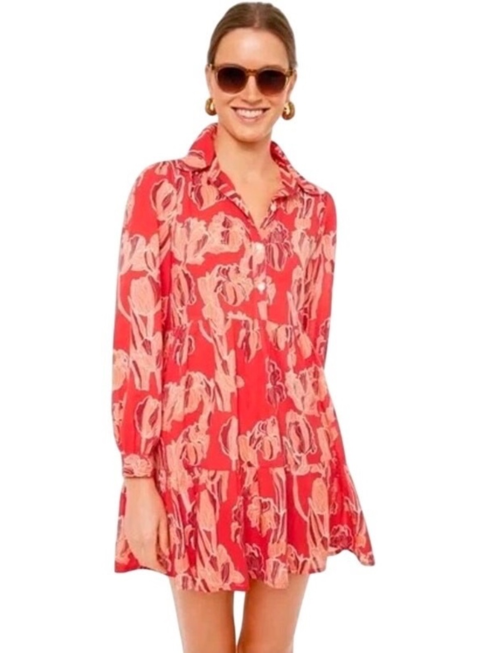 Tuckernuck Ro's Garden Romy Tiered Mini Dress Scarlet Tulip Floral S